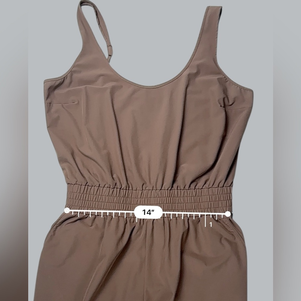 Abercrombie & Fitch Taupe Brown Utility Jumpsuit Elastic Waist Jogger Cuffs - Picture 13 of 14